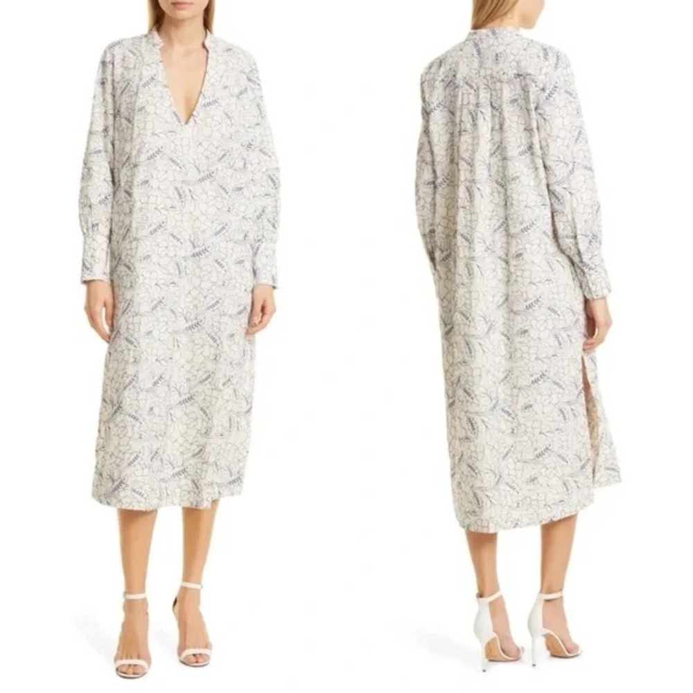 MILLIE Elegant White and Blue Floral Women's Dress